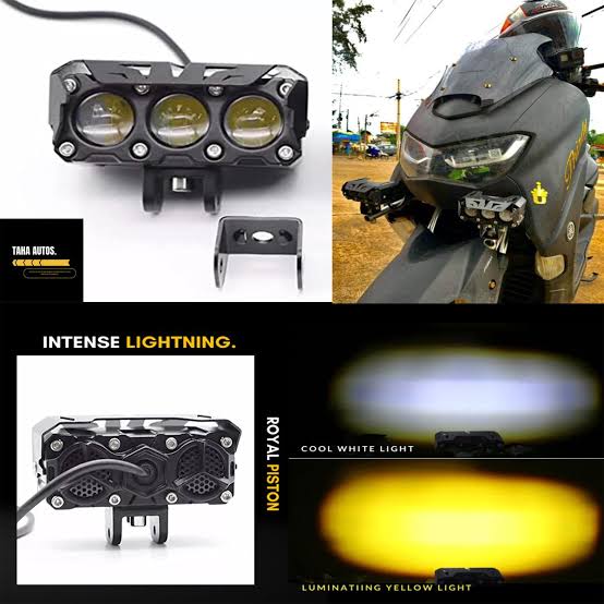 Universal 3 SMD Fog Light Dual Color With Metal Body 1 Pc